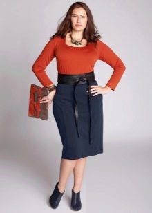 jupe crayon avec ceinture en cuir pour femmes obèses