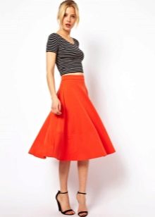 mid-length scarlet skirt