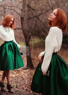 dark green full skirt