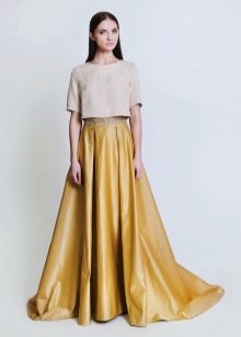floor-length skirt with train