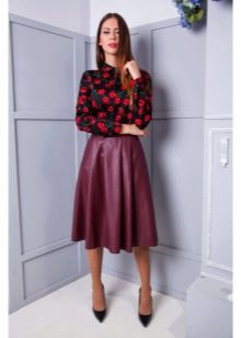 elasticated leather skirt