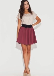 contrast elastic band skirt