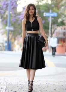 below the knee leather skirt