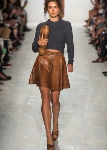 brown leather sun skirt