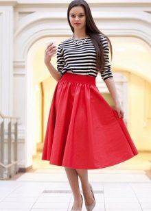 below the knee red skirt-sun