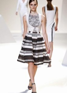 black and white striped full skirt