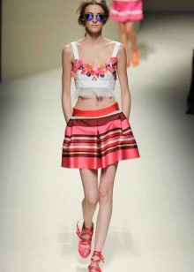 skirt with multi-colored stripes of different types