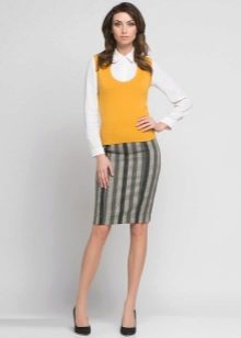 vertical striped short straight skirt