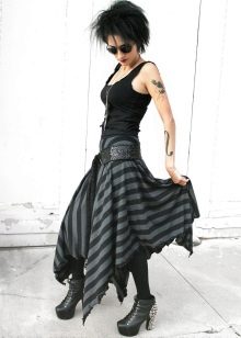Striped skirt combined with a solid color tank top