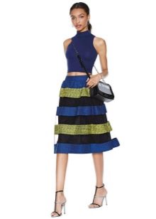sheer stripe midi skirt