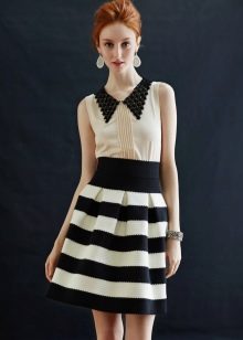 black and white cross-striped skirt