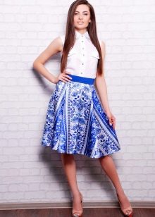 elasticated skirt with gzhel print