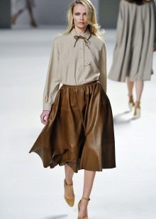 elasticated leather skirt