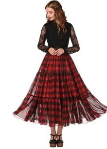 elasticated plaid skirt