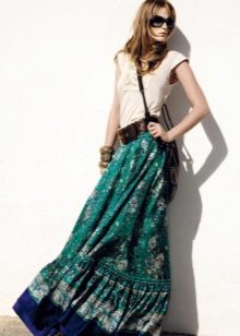 summer skirt with an elastic band with an ornament