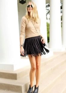 Black fringed skirt