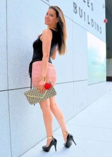 Peach fringed mini skirt