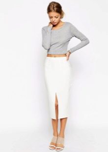 Slit Skirt and Long Sleeve Top