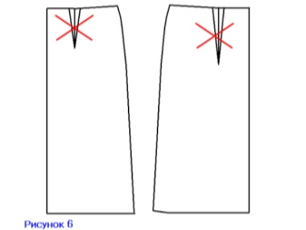 Closure of darts on the skirt