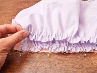 Sewing ruffles on the dress - step 3