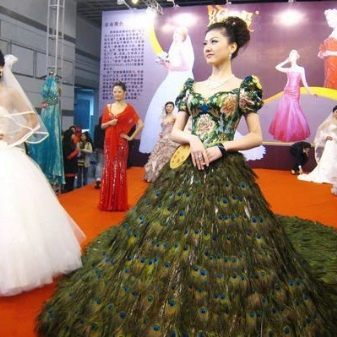 Wedding expensive peacock feather dress