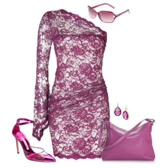 Lilac lace dress with matching accessories