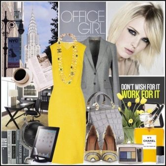 Gray accessories for a yellow dress