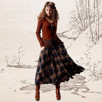 άνετη φούστα σε κλουβί με ασύμμετρο flounce