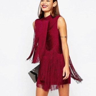 Burgundy fringed dress