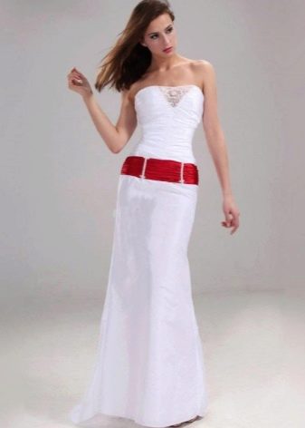 Robe de mariée sirène avec ruban rouge