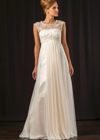Empire wedding dress with lace top