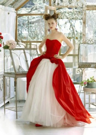 Wedding dress with red top