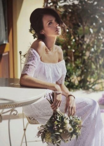 Hippie Off-the-Shoulder Wedding Dress