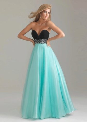 Evening black dress with turquoise
