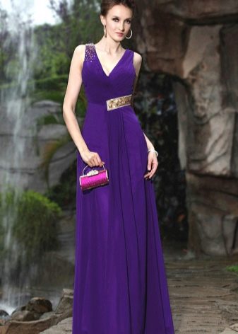 Purple evening dress with embellishment