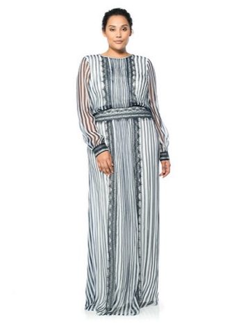 Tadashi Shoji Striped Evening Dress