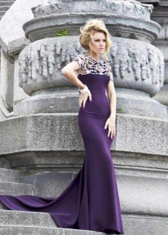 Purple mermaid evening dress