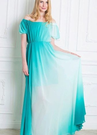 Evening dress turquoise with white gradient