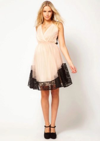 Maternity Evening Dress with Contrast Lace