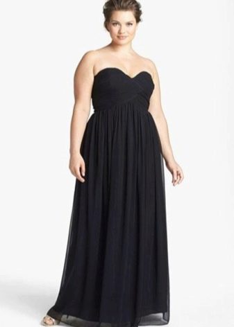 Robe de soirée noire au sol pour surpoids avec épaules dénudées