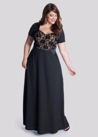 Robe de soirée avec empiècement en dentelle pour plein