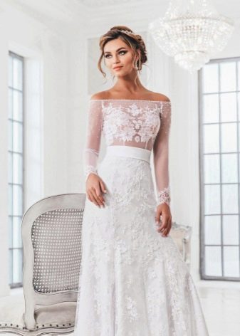 Not a puffy wedding dress with lace