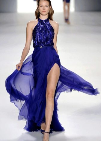 Light blue evening dress to the floor