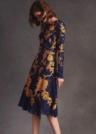 Lace dress yellow-blue