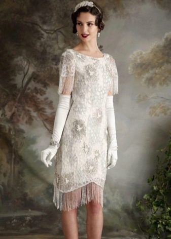 Wedding dress with fringe