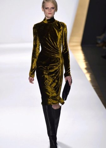 Olive velvet dress