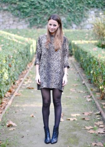 3/4 Sleeves Leopard Shift Dress