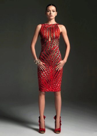 Leopard inserts on a red dress