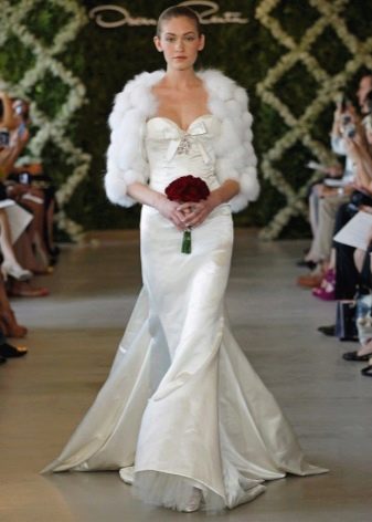 Fur cape for a wedding dress