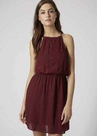 Marsala short chiffon dress